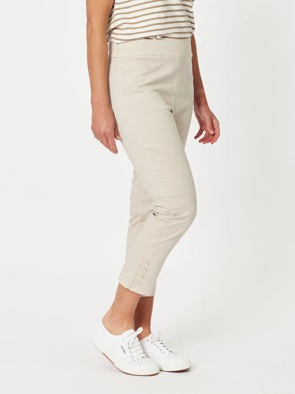 Charlie Cotton Twill Stretch Capri Pant - Natural