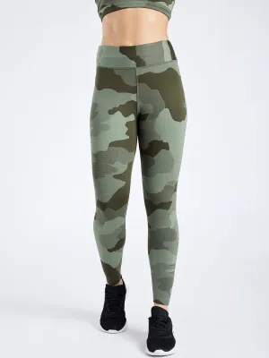 Creeluxe Camo Jacquard Olive Full Length Leggings