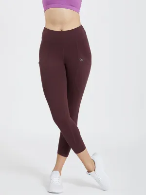 Creeluxe Fierce Burgundy Ankle Length Pocket Leggings