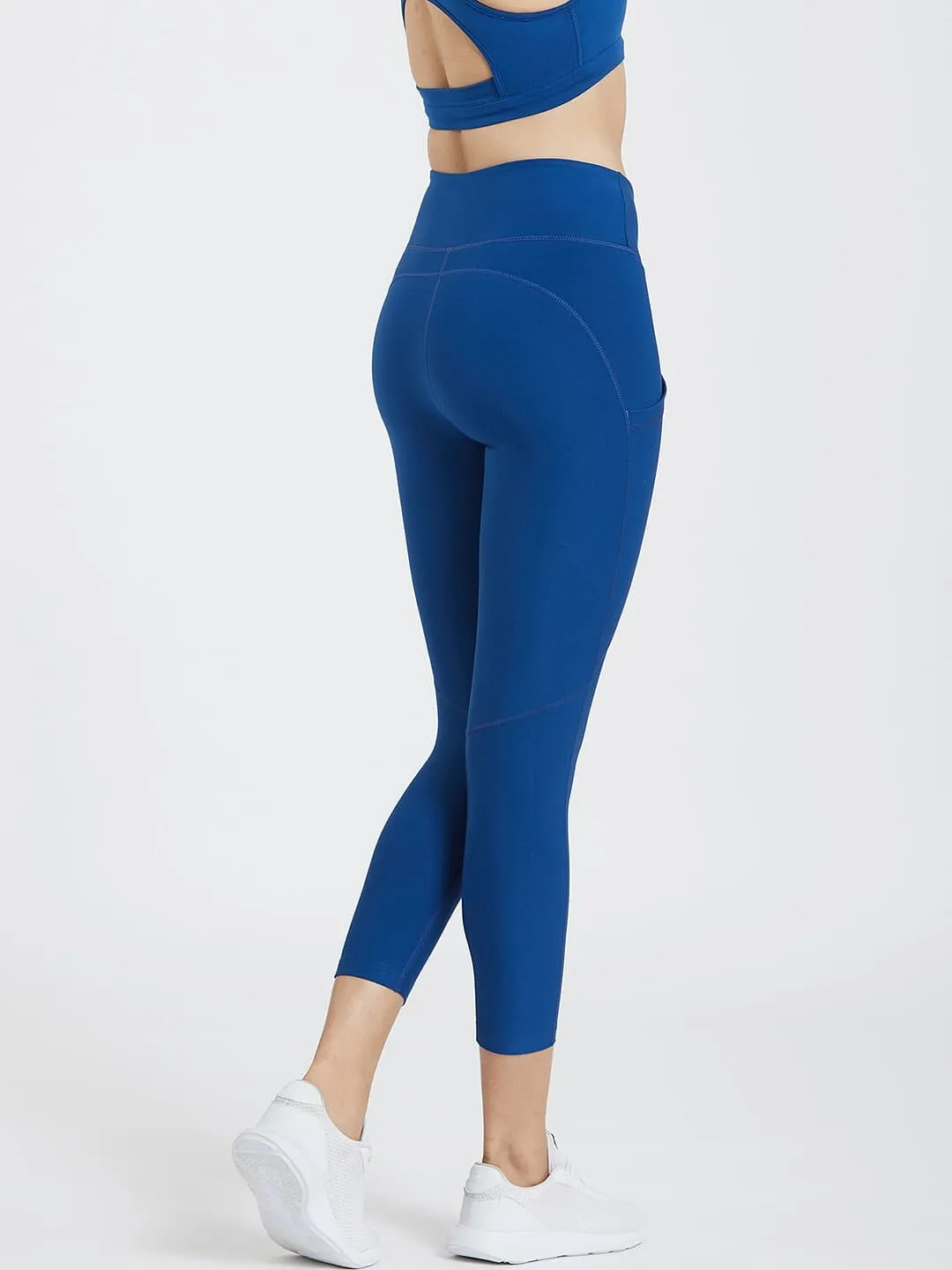 Creeluxe Fierce Denim Blue Ankle Length Pocket Leggings