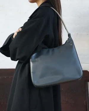 Gray Leather One Shoulder Bag