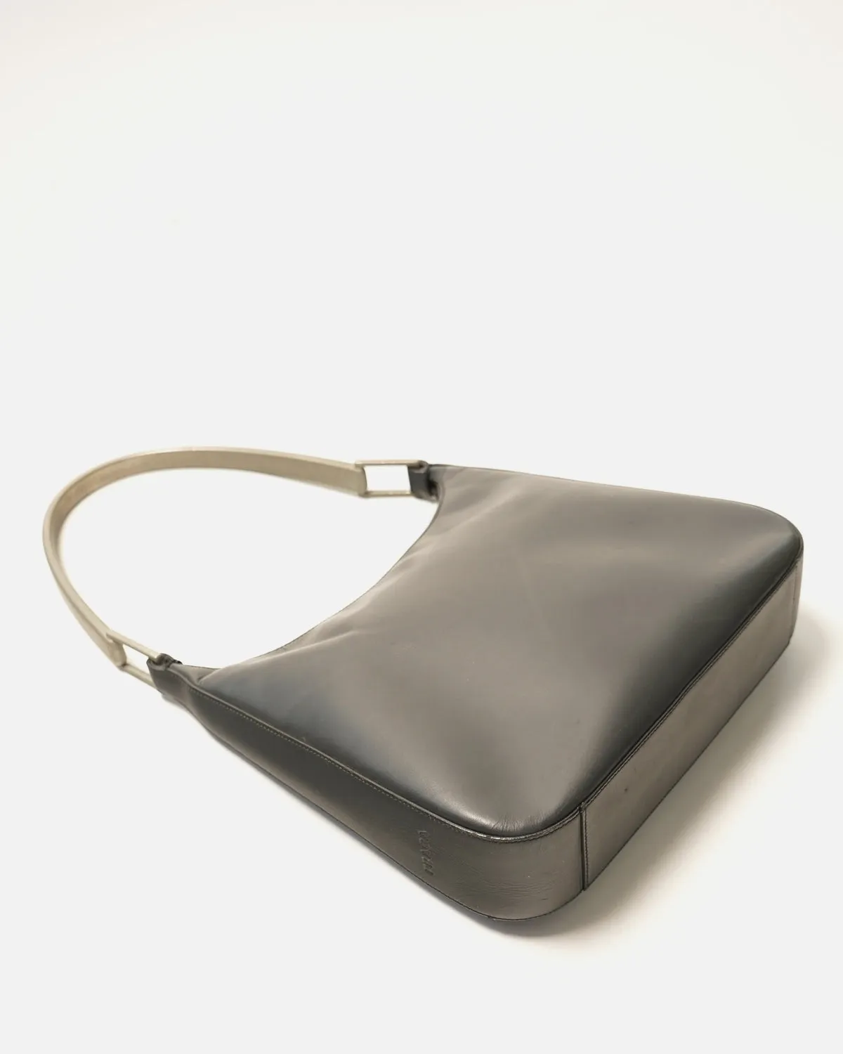 Gray Leather One Shoulder Bag