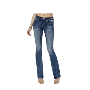 Miss Me Women's Western Bloom Bootcut Medium Wash Jeans