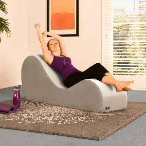 Modern Armless Wooden Chaise Lounge for Lounging, Yoga, and Stretching ( Beige )