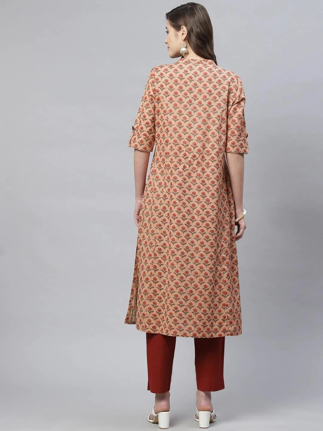 Peach Cotton Flex Kurta