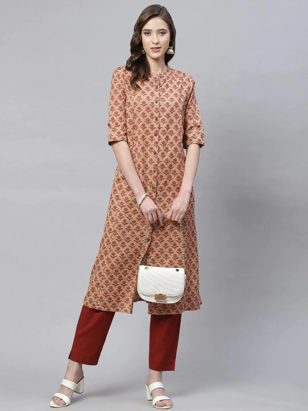 Peach Cotton Flex Kurta