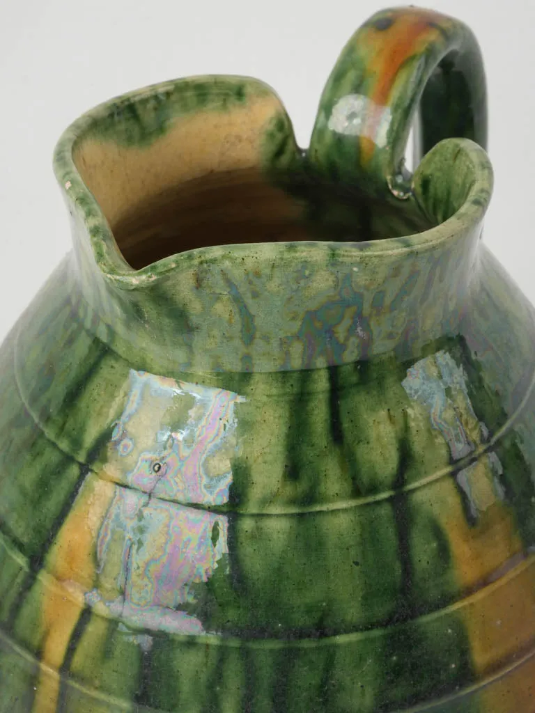 Petite Biot Pottery Pitcher w/ Green Glaze -1960s 7½"