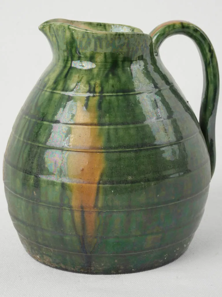 Petite Biot Pottery Pitcher w/ Green Glaze -1960s 7½"