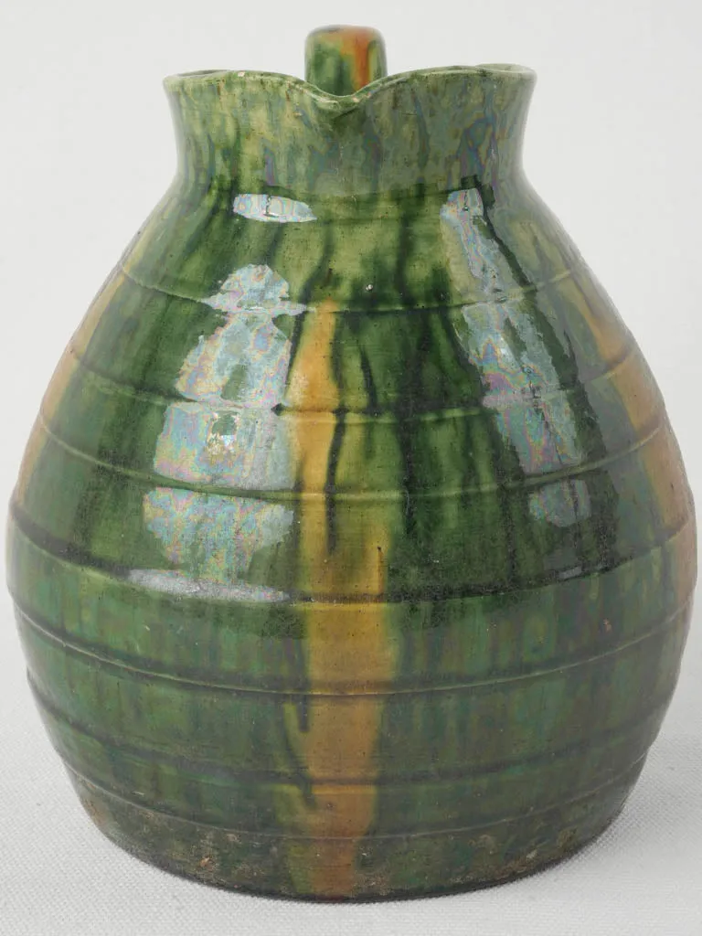 Petite Biot Pottery Pitcher w/ Green Glaze -1960s 7½"