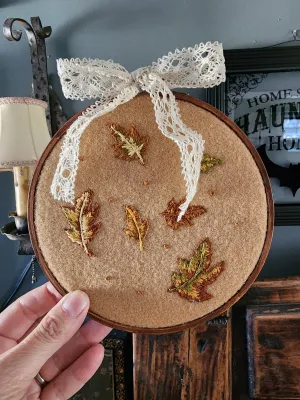 "Falling" Hand Embroidered Hoop Art