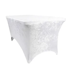 Velvet Spandex Table Cover 6ft Rectangle - White