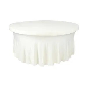 Wavy Spandex Table Cover 5ft Round - Ivory