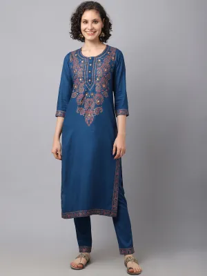 Women Teal Chinkankari Printed Kurta.