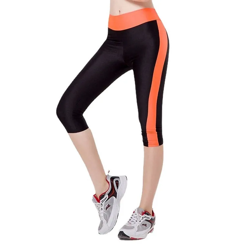 Womens High Waist Yoga Workout Capris with Side Pockets