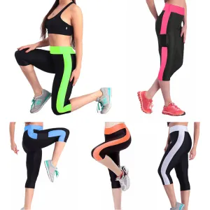 Womens High Waist Yoga Workout Capris with Side Pockets