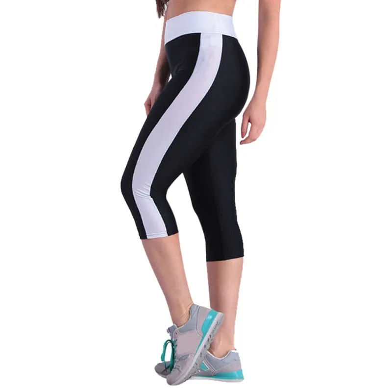 Womens High Waist Yoga Workout Capris with Side Pockets