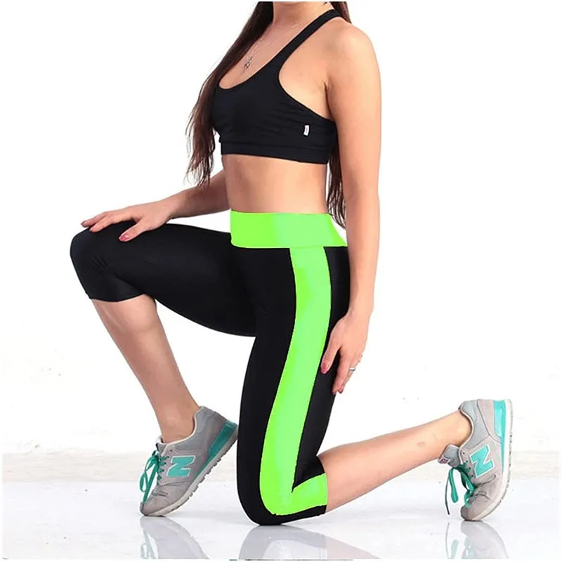 Womens High Waist Yoga Workout Capris with Side Pockets